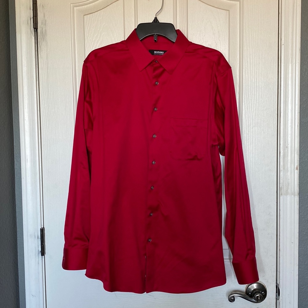 Murano Long Sleeve Red Dress Shirt 16/35